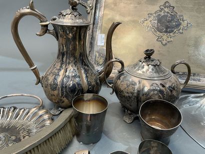 Lot of silver plated metal: part of a coffee...