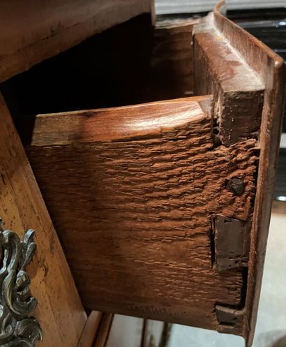 Walnut chest of drawers with curved front...