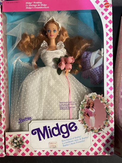 Set of five Barbie dolls in wedding dress:...