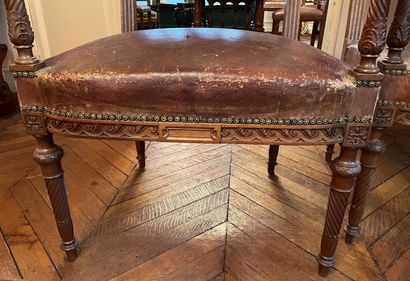 Pair of armchairs in molded wood and carved...