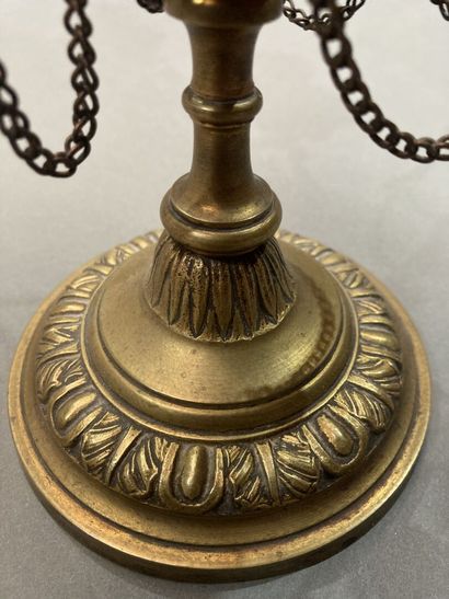 Pair of gilt bronze candlesticks decorated...