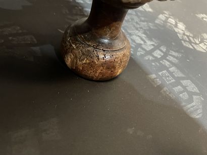 Mahogany writing table with one drawer, turned...