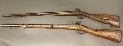 Percussion rifle and snap hook, one with...