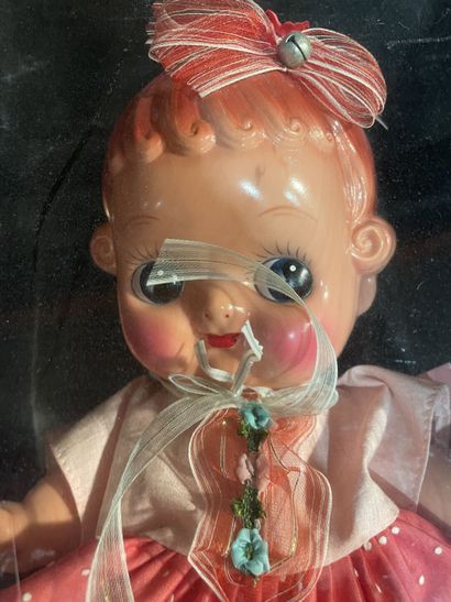Lot of five dolls: one porcelain doll, original...