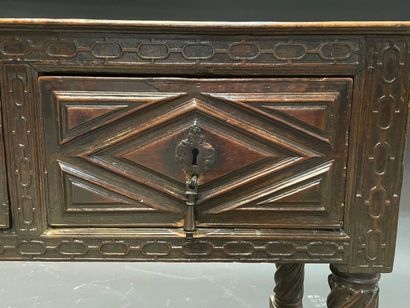 Low sideboard in walnut with two drawers,...