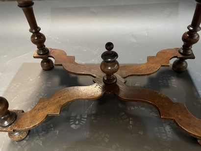 Mahogany writing table with one drawer, turned...