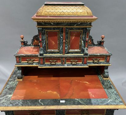 Wooden cabinet painted in imitation of cherry...
