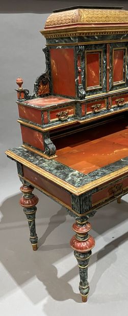 Wooden cabinet painted in imitation of cherry...