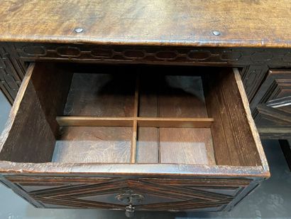 Low sideboard in walnut with two drawers,...