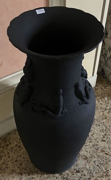 Pair of large painted terracotta vases with...