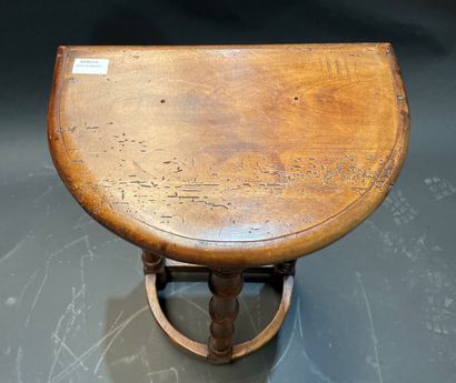 Small half-moon console in natural wood with...