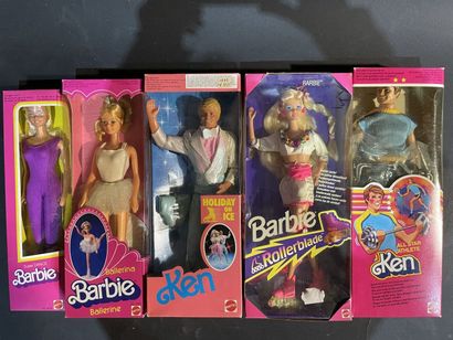 Set of five Mattel Barbie dolls: a 