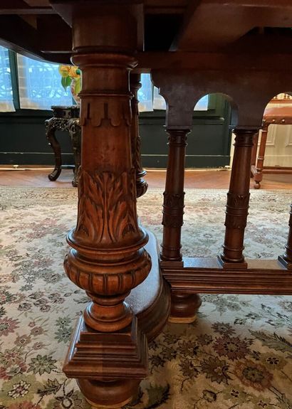 Rectangular dining room table resting on...