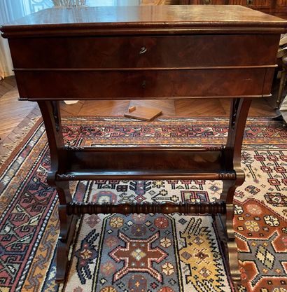 Two working tables opening to a drawer and...