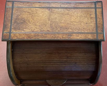 Wooden mail box closed by a cylinder with...