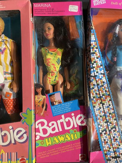 Set of three Barbie Mattel dolls: Ken California...