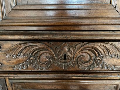 Carved walnut sideboard with four doors and...