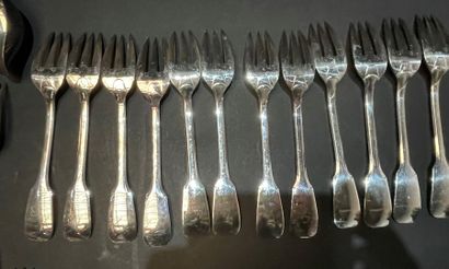 Part of a silver-plated menagere model uniplat,...
