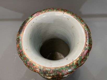 A Canton porcelain baluster vase decorated...