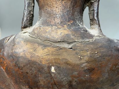 Seated Buddha in carved and gilded wood,...