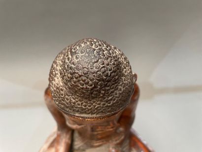 Seated Buddha in carved and gilded wood,...
