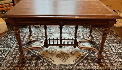 Wooden desk-table, two drawers in the belt,...