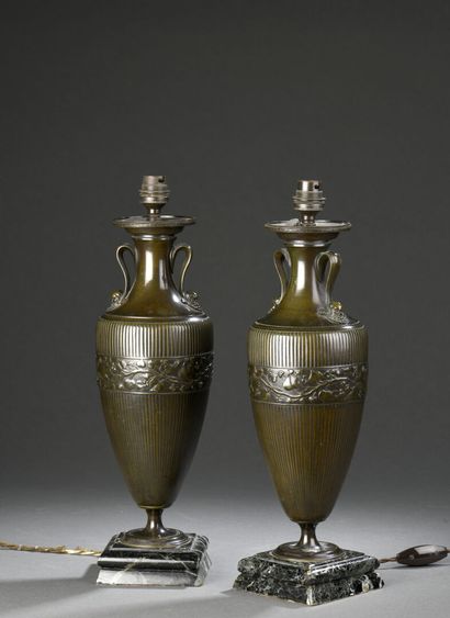 Pair of baluster vases, decorated with a...