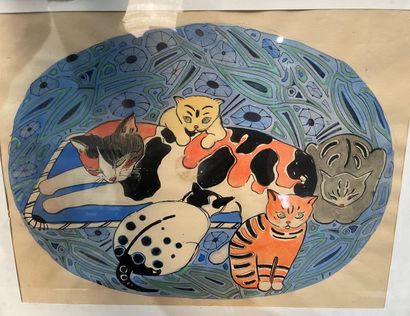 Small batch of framed pieces :
-Pussy and...