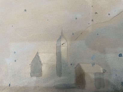 Lot of framed pieces :
-G. DOËNS
Landscape...