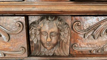 Carved walnut sideboard with four doors and...