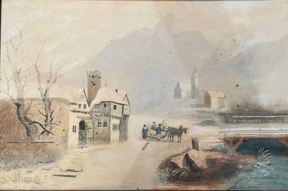 Lot of framed pieces :
-G. DOËNS
Landscape...