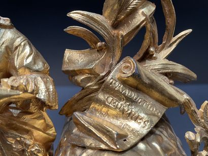 Clock in gilt metal and alabaster with a...
