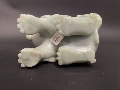 Carved light green jadeite Dog of Fô.
20th...