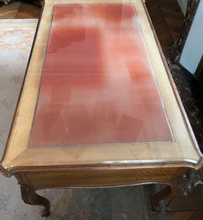 Flat desk in molded wood and carved with...