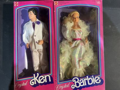 Two Mattel Barbie dolls, Ken and Barbie Crystal...