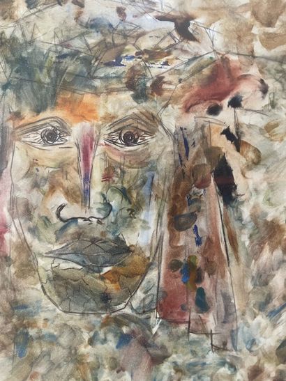 Contemporary school
Face 
Watercolor signed...