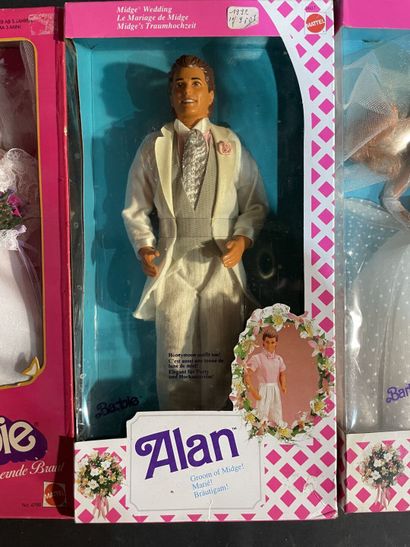 Set of five Barbie dolls in wedding dress:...