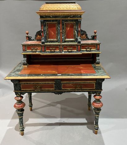 Wooden cabinet painted in imitation of cherry...