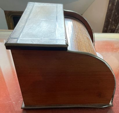 Wooden mail box closed by a cylinder with...