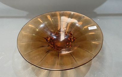 Lot of cut crystal glasses, carafes, yellow...