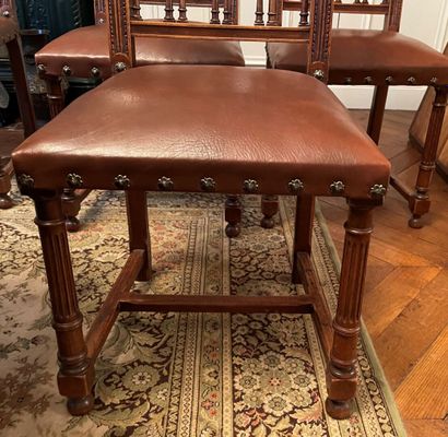 Rectangular dining room table resting on...