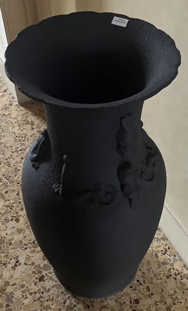 Pair of large painted terracotta vases with...