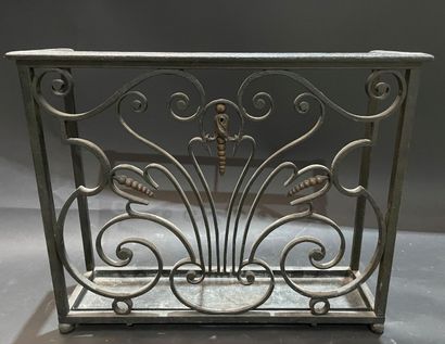 Wrought iron umbrella stand with openwork...