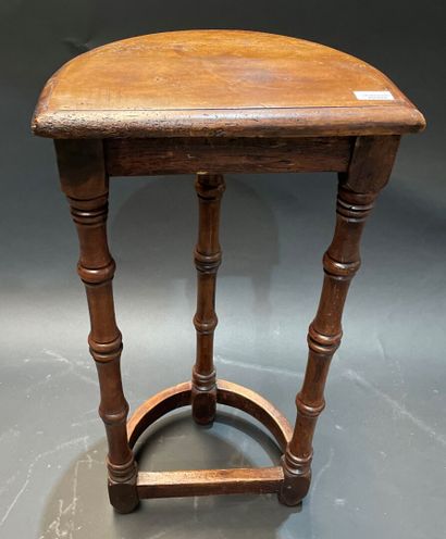 Small half-moon console in natural wood with...