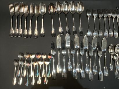 Part of a silver-plated menagere model uniplat,...