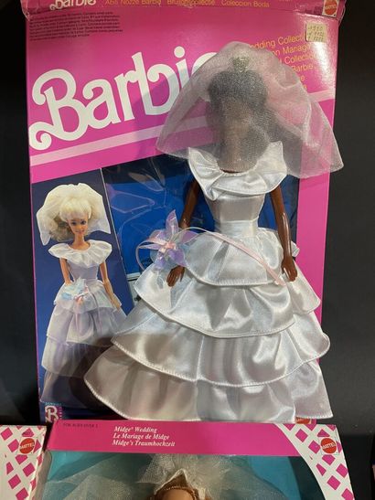 Set of five Barbie dolls in wedding dress:...