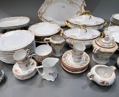 Part of a porcelain dinner service with gilded...