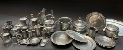 Important lot of pewter : dishes, bowls,...