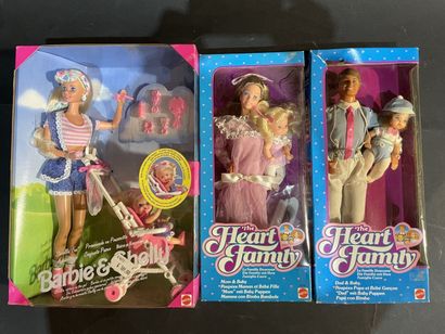 Set of three Mattel Barbie dolls, two models...