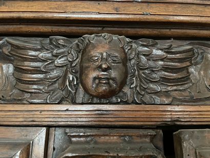 Carved walnut sideboard with four doors and...